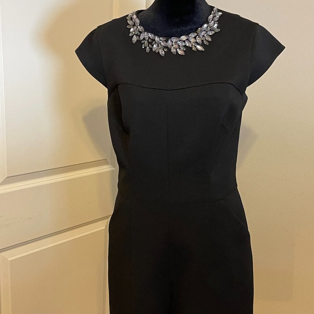 Ted Baker Jeweled Neck Black Romper, Size 2